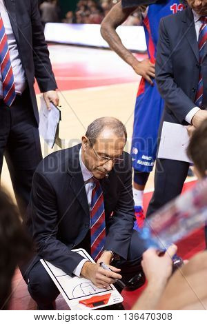 Bc Cska Head Coach Ettore Messina During A Timeout