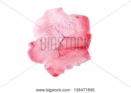Watercolour red blot isolated on white background.