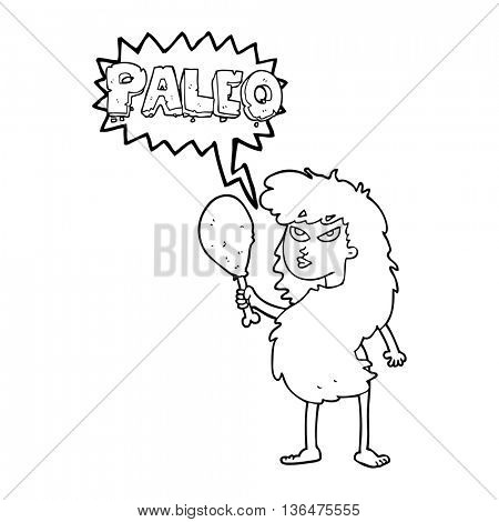 freehand drawn speech bubble cartoon woman on paleo diet