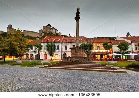 TRENCIN, SLOVAKIA - JUNE 19, 2016: Square in the old town of Trencin, Slovakia ON jUNE 19, 2016.