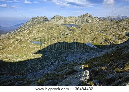 Panoramic view of Tevno lake from Kralev Dvor Peak,Pirin Mountain, Bulgaria