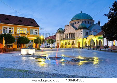 TRENCIN, SLOVAKIA - JUNE 19, 2016: Square in the old town of Trencin, Slovakia ON jUNE 19, 2016.
