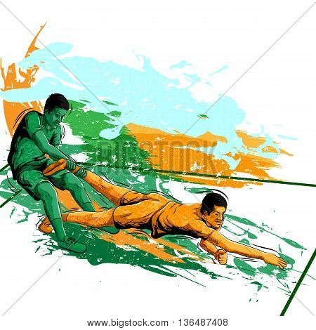 Concept of sportsman playing Kabaddi. Vector illustration