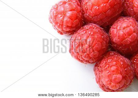 Closeup Of A Bunch Of Red Raspberries