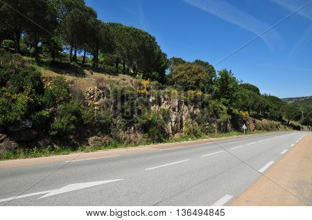 Grimaud France - april 16 2016 : a countryside road