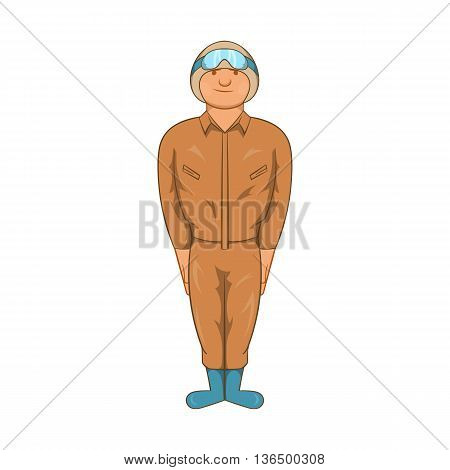 Pilot military uniform in khaki colors icon in cartoon style on a white background
