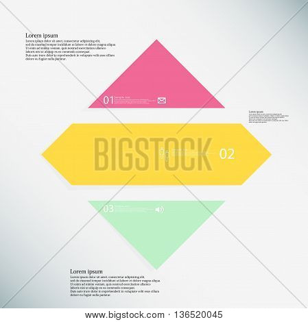 Rhombus Infographic Template Consists Of Three Color Parts On Blue Background