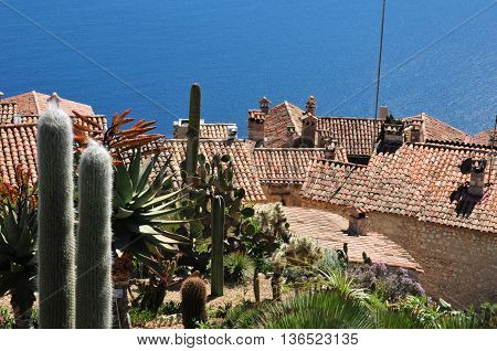 Eze France - april 19 2016 : the botanical garden above the old little village