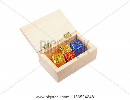 Wooden Box With Christmas Gift