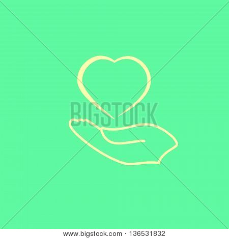 Vector icon of palm with line drawn heart on it