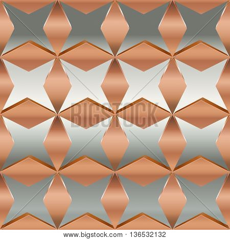 Pattern with rhombus from bronze.Background from metal.