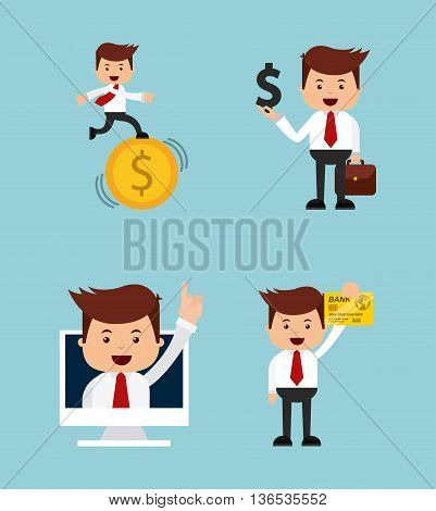 successful businessman character isolated icon design, vector illustration  graphic