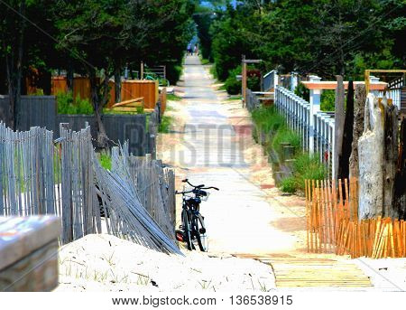 Leaving the beach on the ocean and entering Summer Club Fire Island, NY