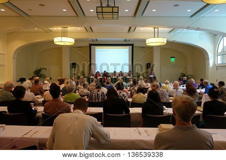 Honolulu - September 24: Panel Talks To Room About Business In Hawaii In The Ywca On September 24 20