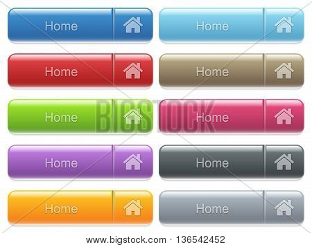 Set of home glossy color captioned menu buttons with embossed icons