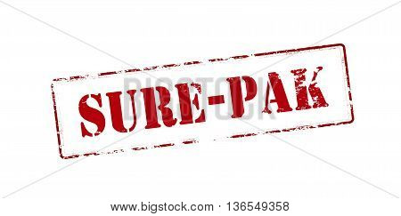 Rubber stamp with text sure pak inside vector illustration