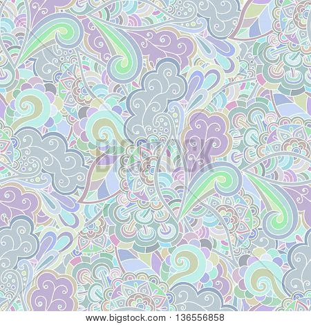 Seamless pattern doodle floral bright hand drawn.