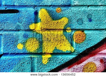 Abstraktní graffiti obraz s texturou cihel