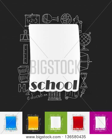hand drawn simple elements with school paper sticker shadow