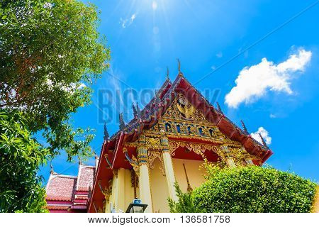 The Chapel Of  Wat Pho Chai Temple In Nong Khai, Thailand.
