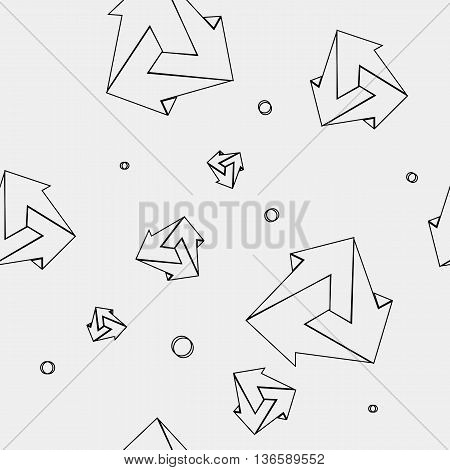 Geometric seamless simple monochrome minimalistic pattern of impossible shapes
