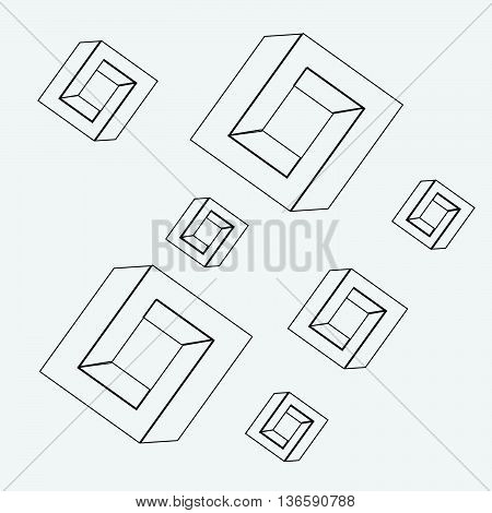 Geometric seamless simple monochrome minimalistic pattern of impossible shapes
