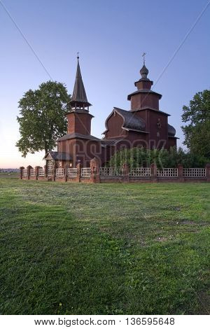 Ancient wooden church in the village on the Bogoslov Ishnya River Yaroslavl region. Russia
