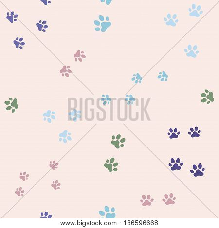 Colorful seamless pattern with cat footprints. Vector, Seamless pattern can be used for wallpaper, web page background