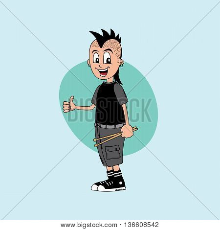 Male Cartoon Character Drummer Music Band