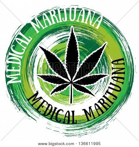 medical marijuana symbol green brush texture background