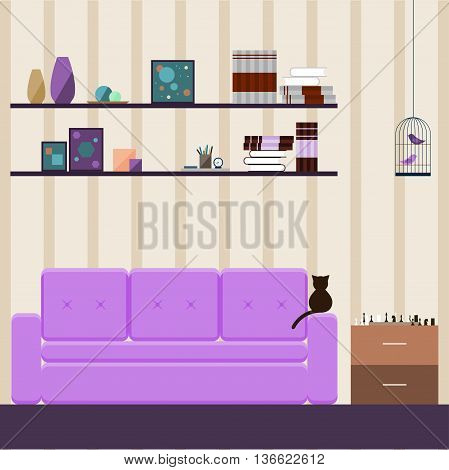 Interior. Flat Style Interior For Use In Design.