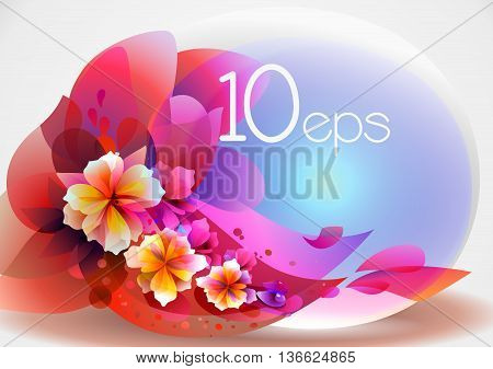 abstraction with flowers and a transparent spherical banner, objects are conveniently grouped by EPS 10