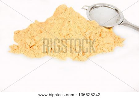 Chickpeas flour. Isolated on a white background.