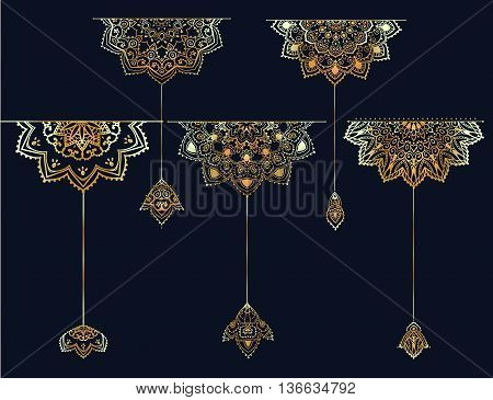 Mandala set and other elements. Vector. Mandala tattoo. Perfect cards of design, birthday and other holiday, kaleidoscope, medallion, yoga, india, Arabic. circular pattern sketch for tattoo