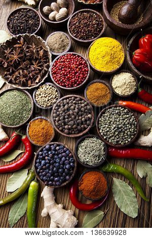 Image Of Colorful Spices Orintal Cuisine Vivid Theme