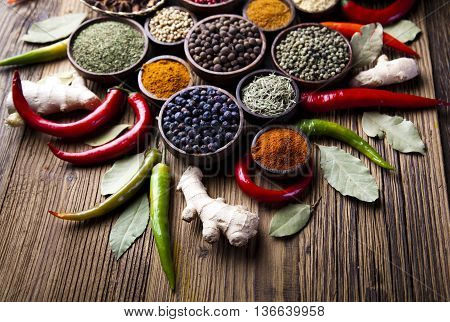 Image Of Colorful Spices Orintal Cuisine Vivid Theme