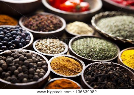 Image Of Colorful Spices Orintal Cuisine Vivid Theme