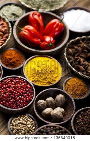 Image Of Colorful Spices Orintal Cuisine Vivid Theme