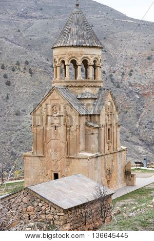 Ancient monastery Noravank in the mountains in Amaghu valley, Armenia. Was founded in 1205. 