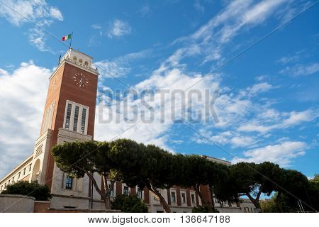 The Pescara city hall in blue sky