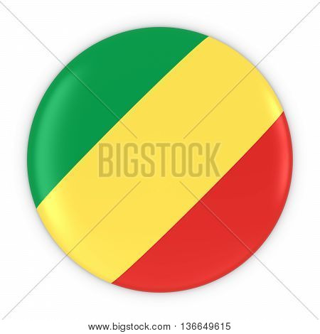 Congolese Flag Button - Flag Of Congo Badge 3D Illustration