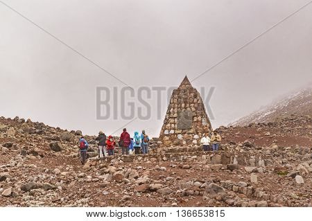 CHIMBORAZO, ECUADOR, OCTOBER - 2015 - Landscape scene climbing the chimborazo mountain in Ecuador South America
