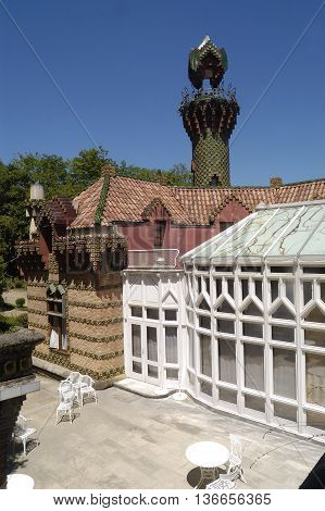 View of El Capricho en Comillas Cantabria, Spain