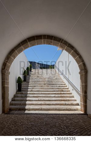 tunnel arch with ladder from stones in old bastion