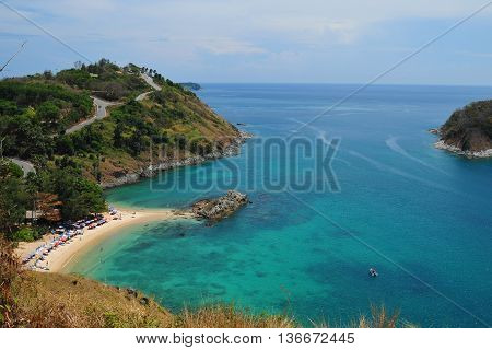 Phuket Beach, Tropical Island And Sea View. Thailand Summer Nature. Ya Nui Near Promthep Cape