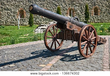 decorative cannon in the historic city of Dubno. Ukraine Dubno Carpathian