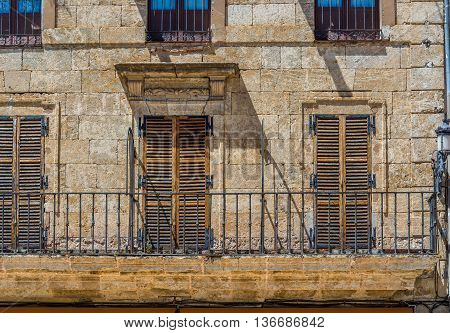 Antique European Building With Balcony. Spain