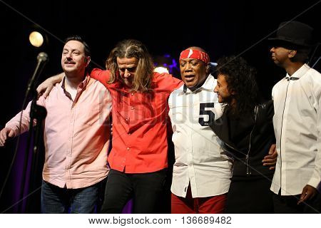 CRACOW POLAND - MARCH 16 2016: Billy Cobham Band live on stage in ICE Cracow Poland