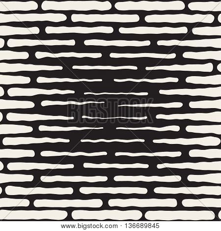Vector Seamless Black And White Hand Drawn Horizontal Lines Halftone Pattern
