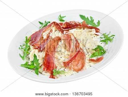 Appetizing Noodles With Bacon And Cheese
